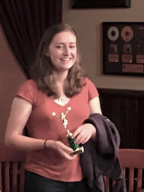 Mary Challman with her Battledecks trophy